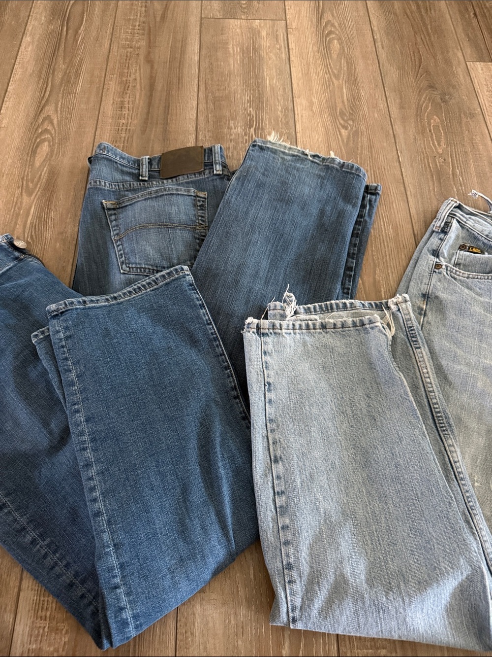 3 pair Lee Men’s Straight Leg Jeans - Medium & Light Blue Washes